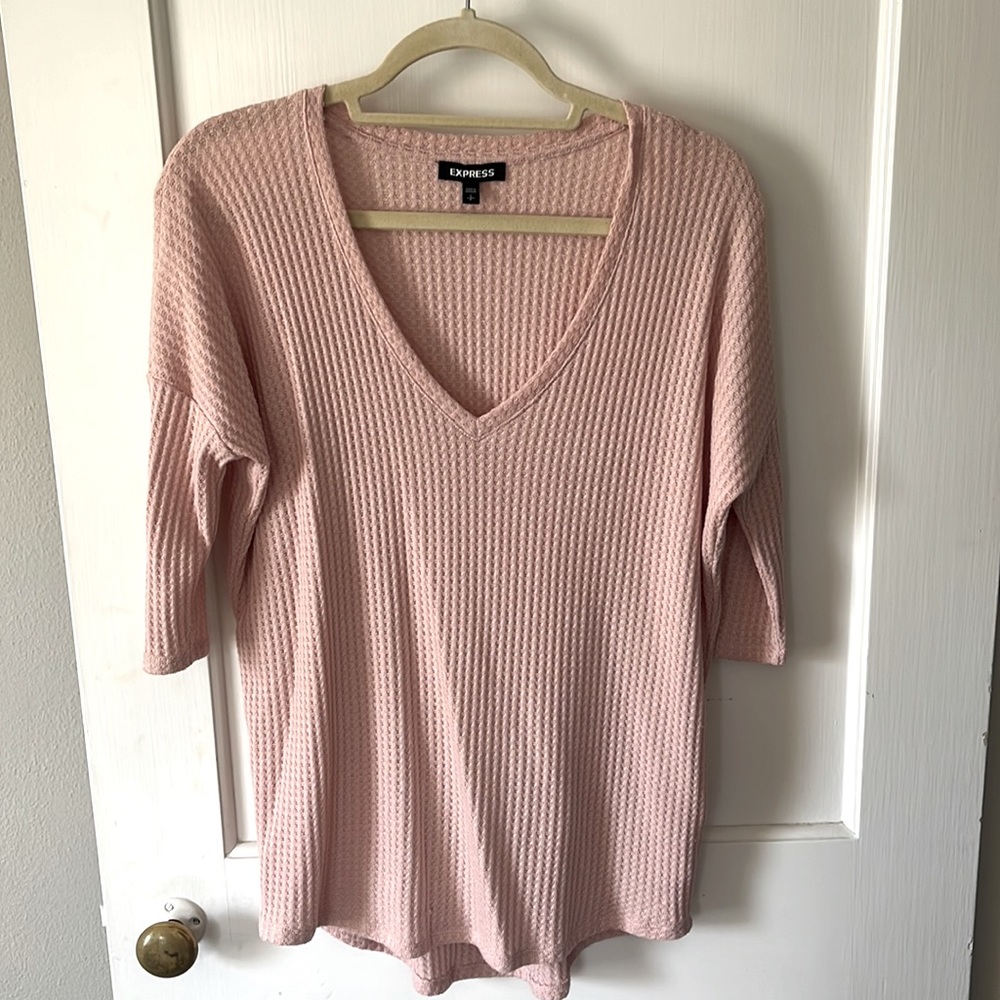 Express 3/4 Rose Pink Relaxed Shirt